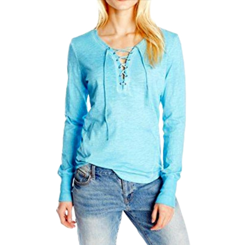 Buffalo David Bitton Lace-up Henley Top